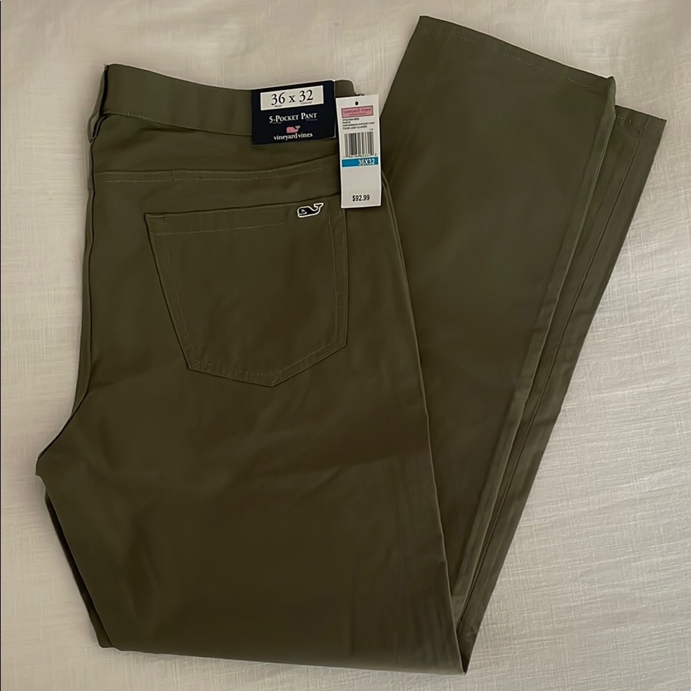 Vineyard Vines Men's Olive 5-pocket pant 36x32